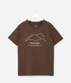 Camiseta Infantil com Estampa Montanhas - Tam 5 a 14 Anos