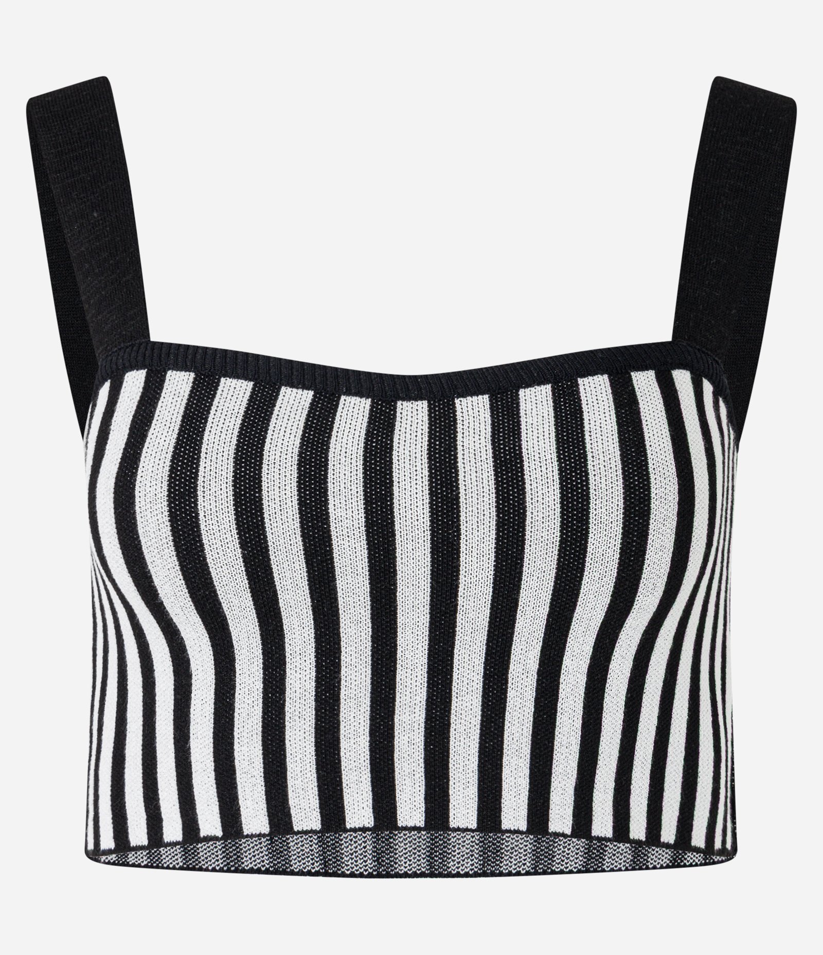 Blusa Regata em Tricô com Estampa Listrada Preto/Branco 5