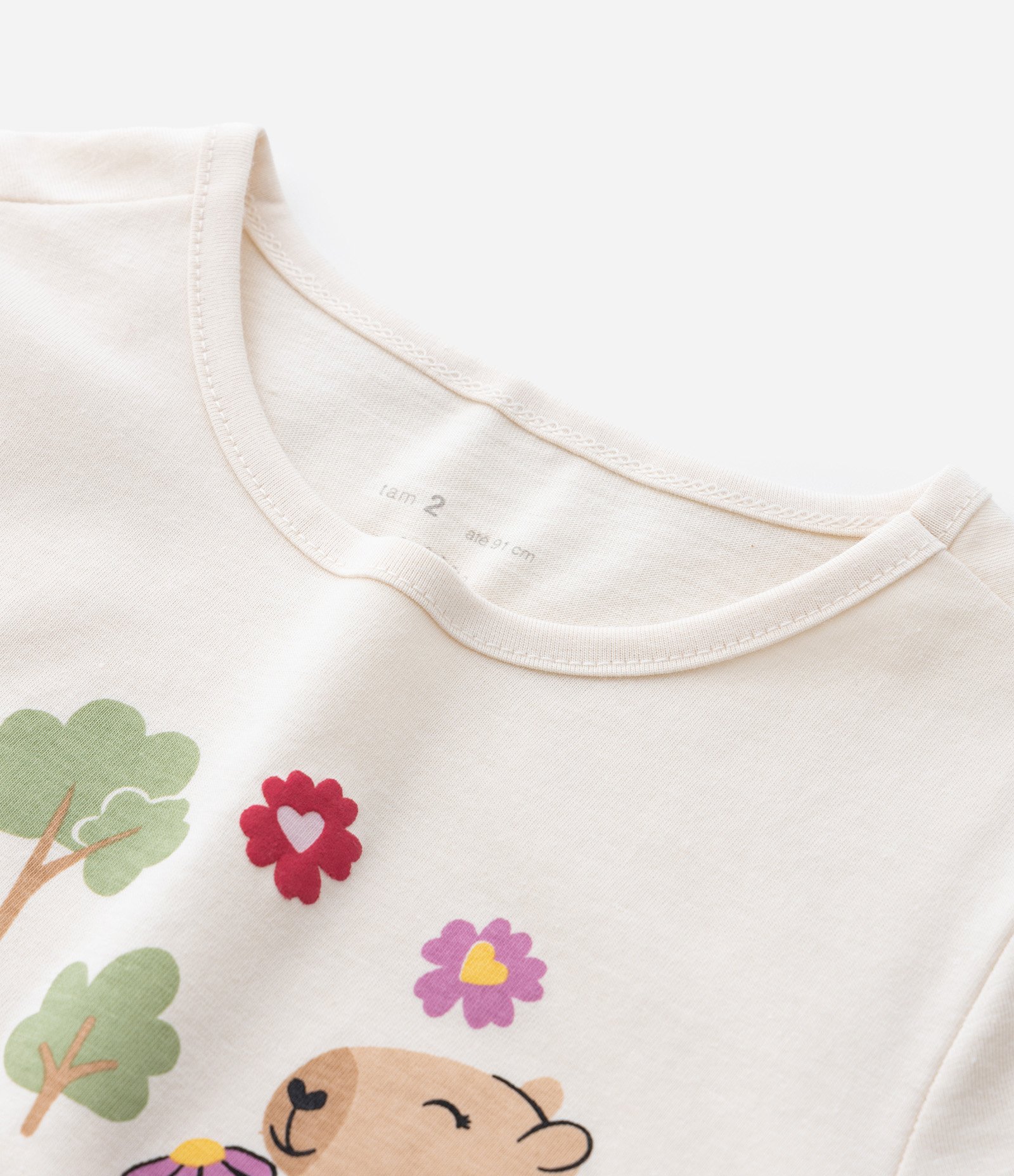 Blusa Infantil com Estampa de Capivara - Tam 1 a 6 Anos Bege 4
