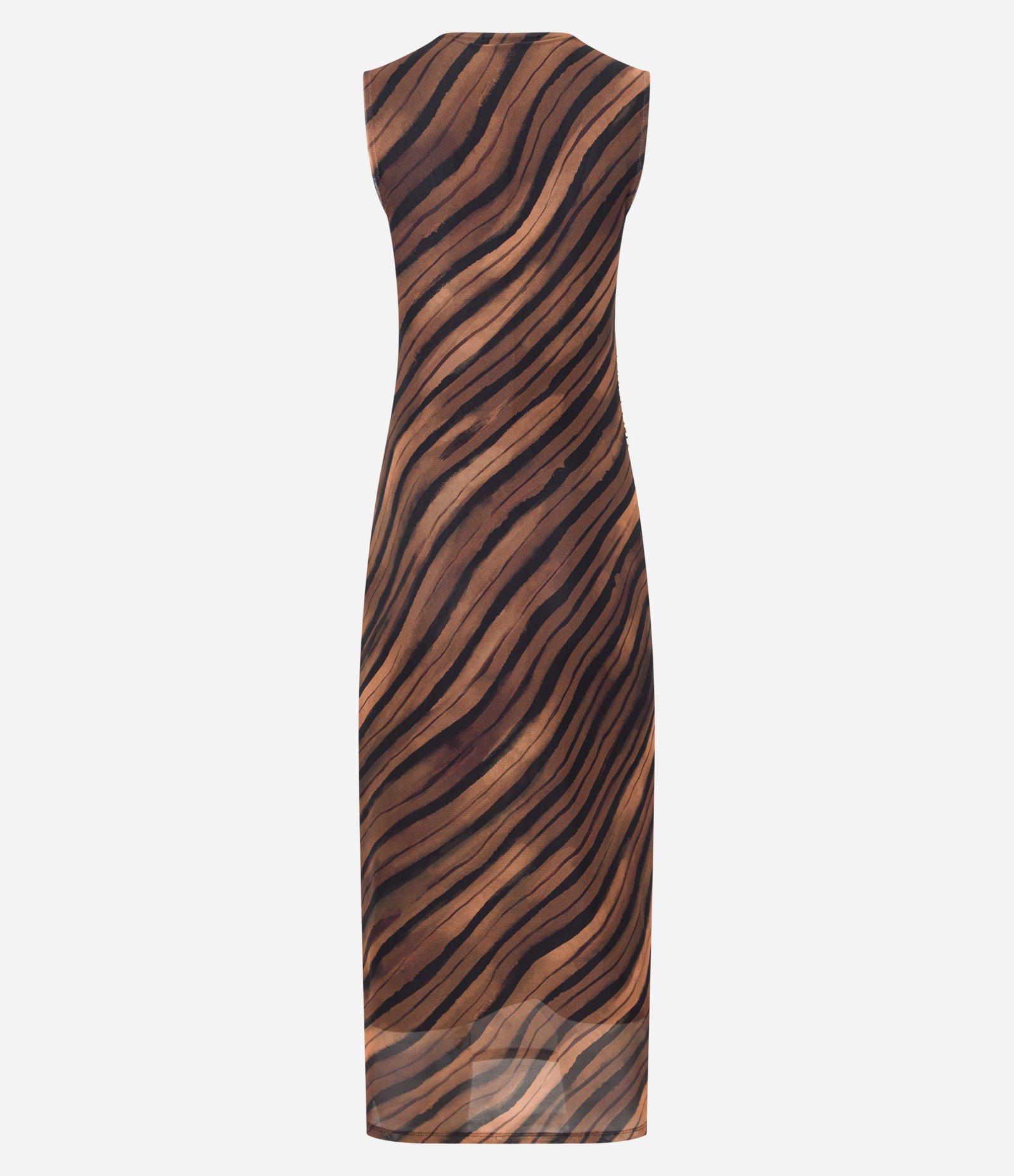 Vestido Reto em Tule com Estampa Abstrata Marrom/Preto 9