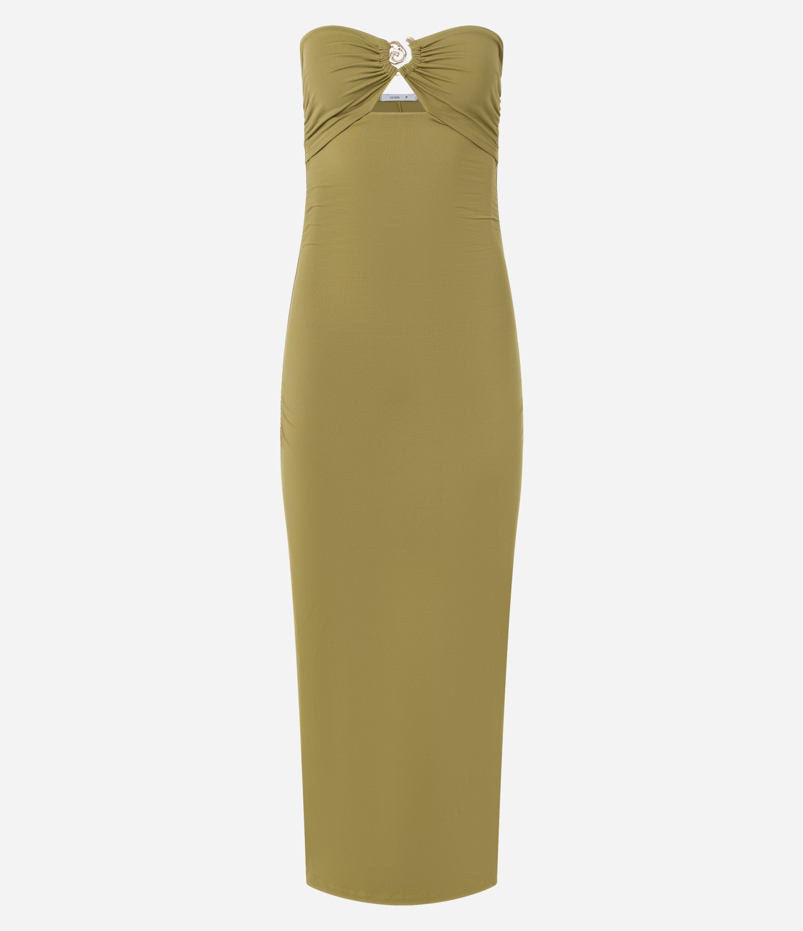 Vestido Longo em Microfibra com Detalhe Metalizado no Decote Verde 8