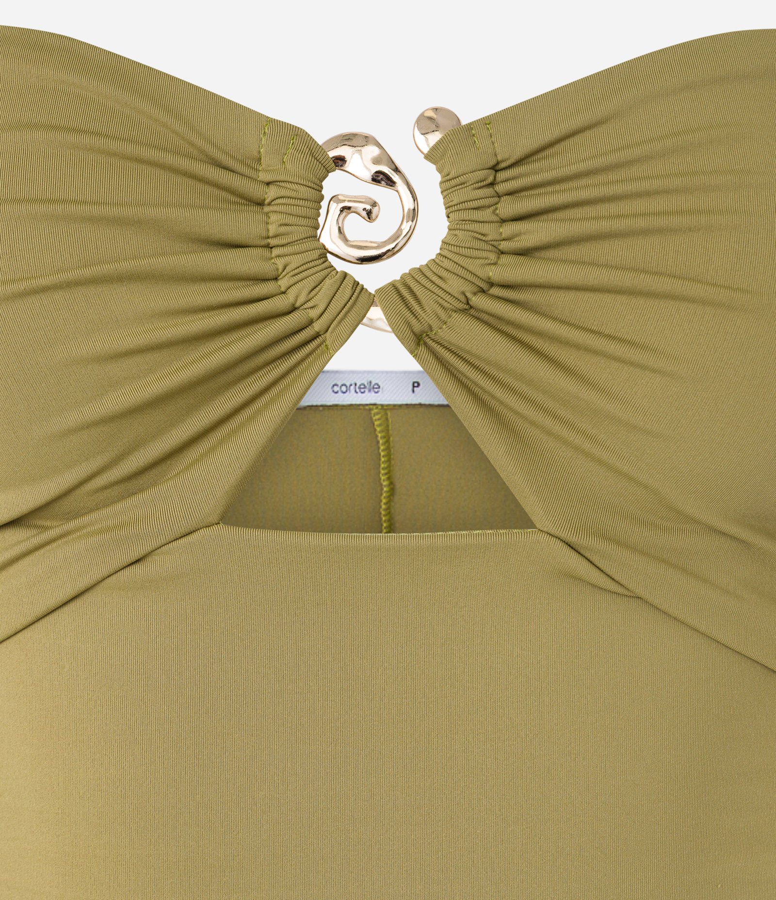 Vestido Longo em Microfibra com Detalhe Metalizado no Decote Verde 9