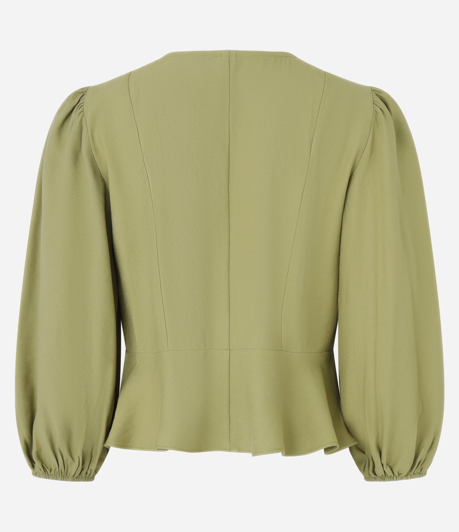 Blusa Peplum em Crepe com Manga Bufante Verde 6