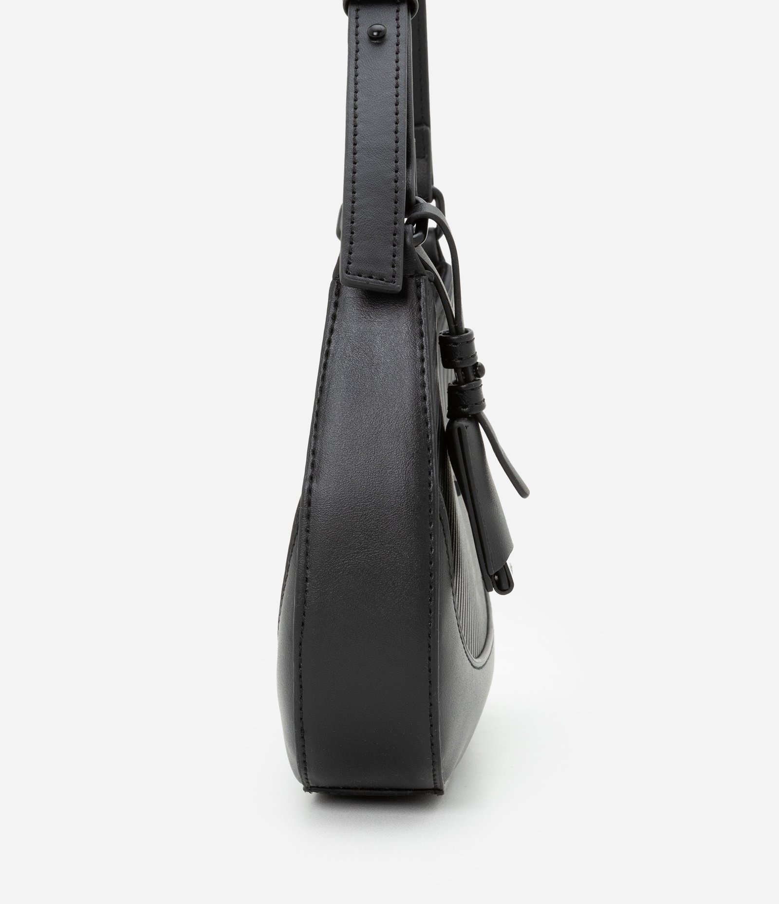 Bolsa Baguete em PU com Textura Embossed Preto 3