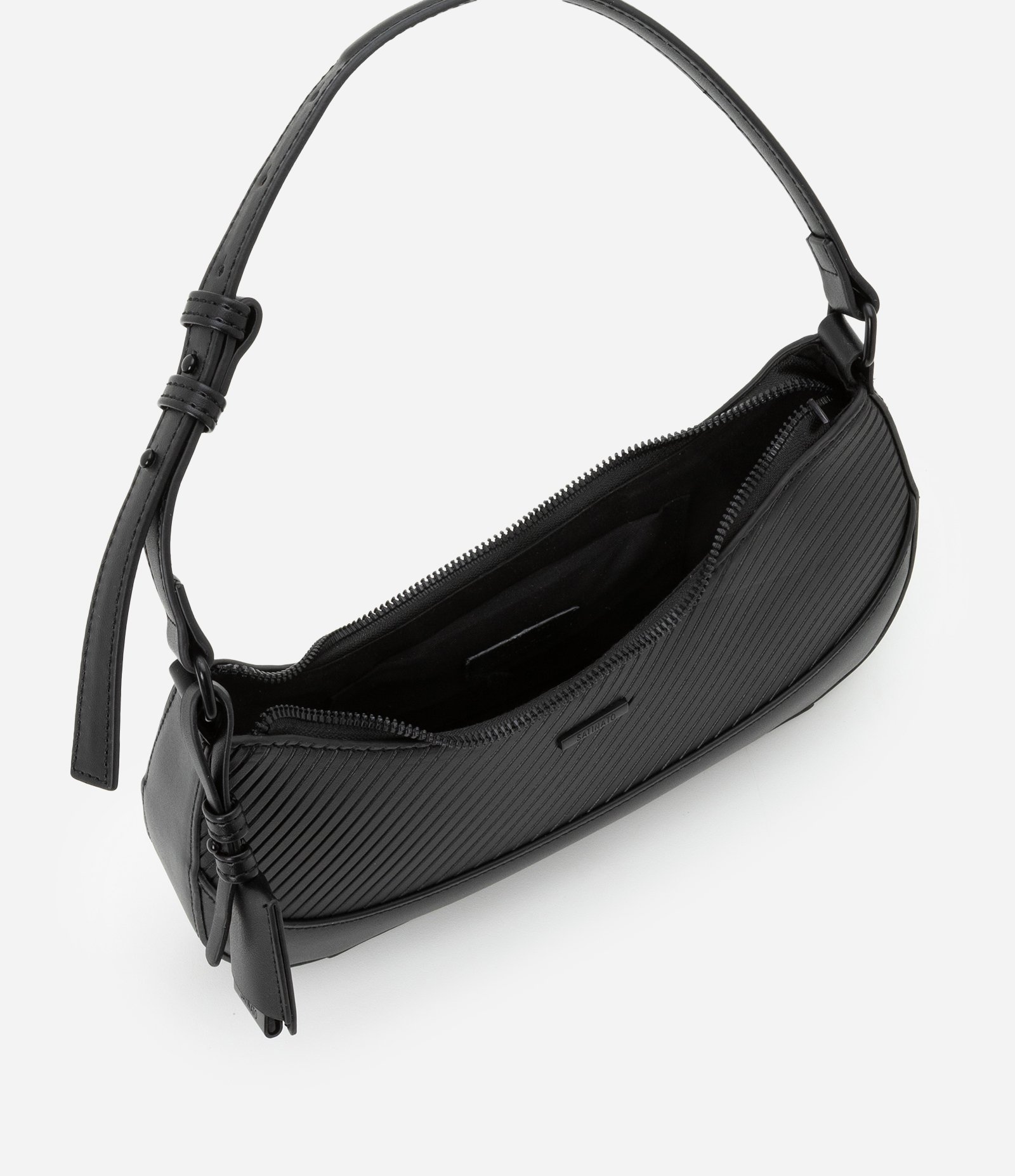 Bolsa Baguete em PU com Textura Embossed Preto 6