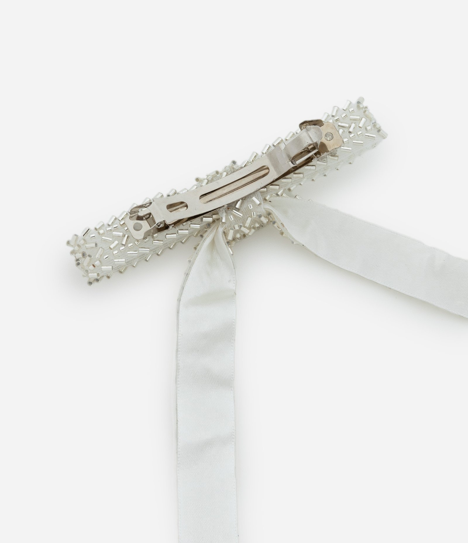 Presilha De Cabelo Strass em Forma de Laço Off White 3