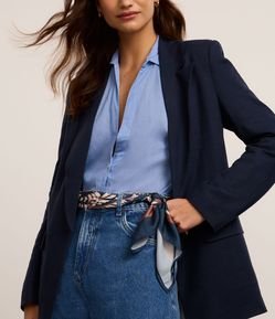 Lenço Retangular em Cetim com Estampa Paisley