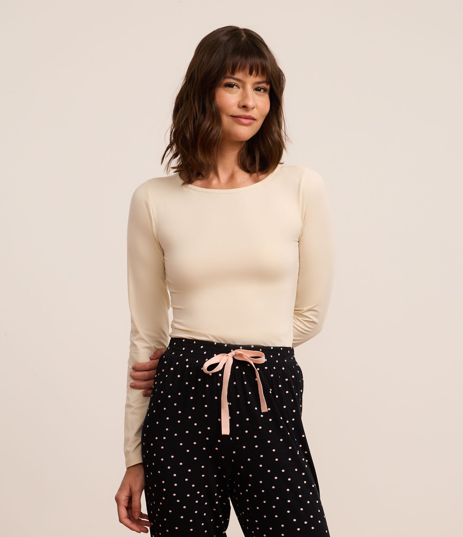 Blusa de Pijama em Viscose Peach Touch Off White 1