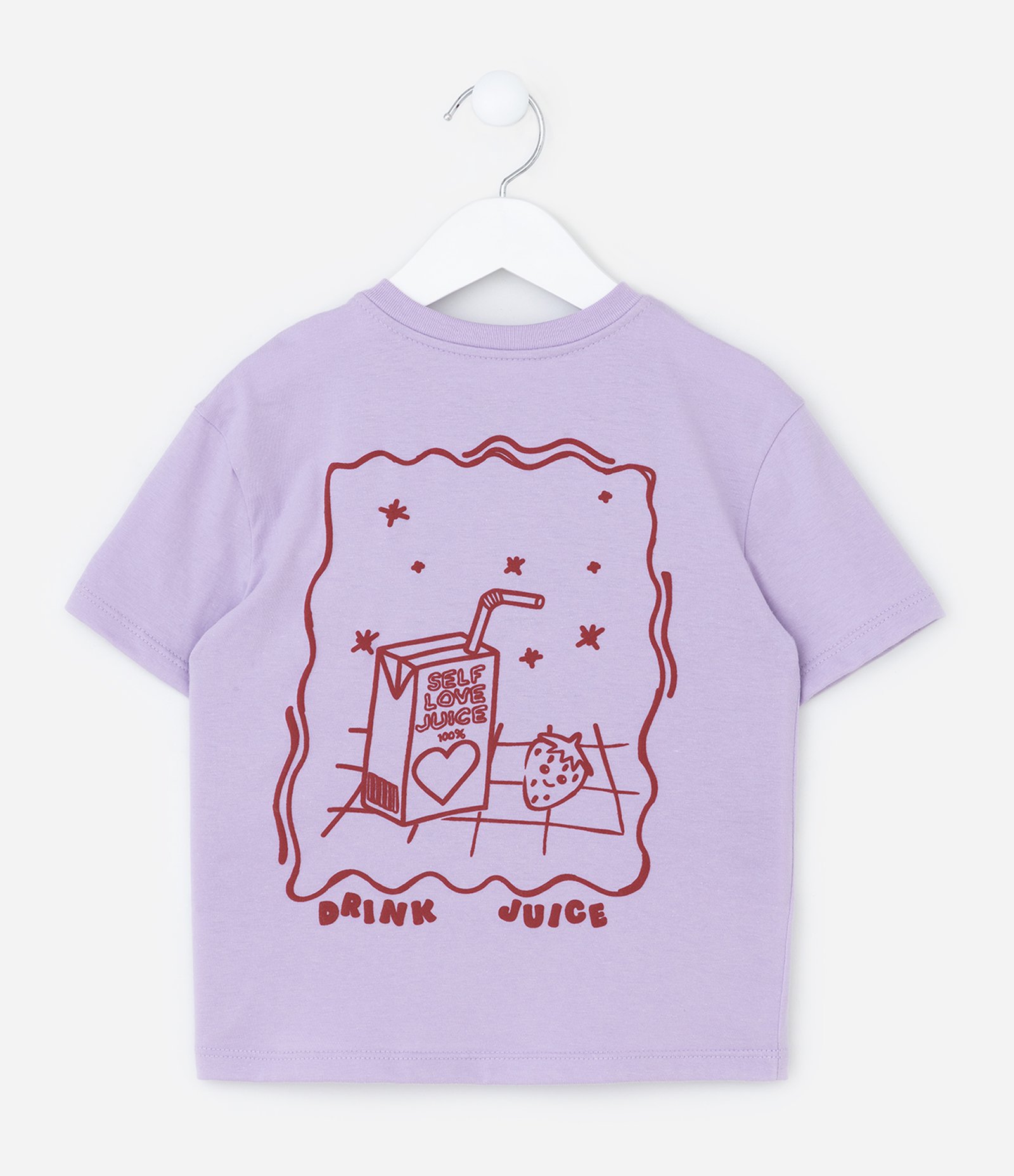 Conjunto Infantil com Estampa Suco de Morango - Tam 1 a 6 Anos Roxo 9