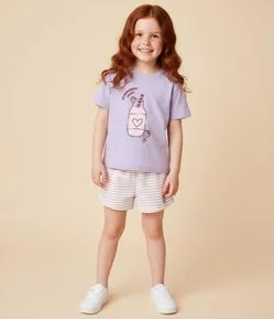 Conjunto Infantil com Estampa Suco de Morango - Tam 1 a 6 Anos