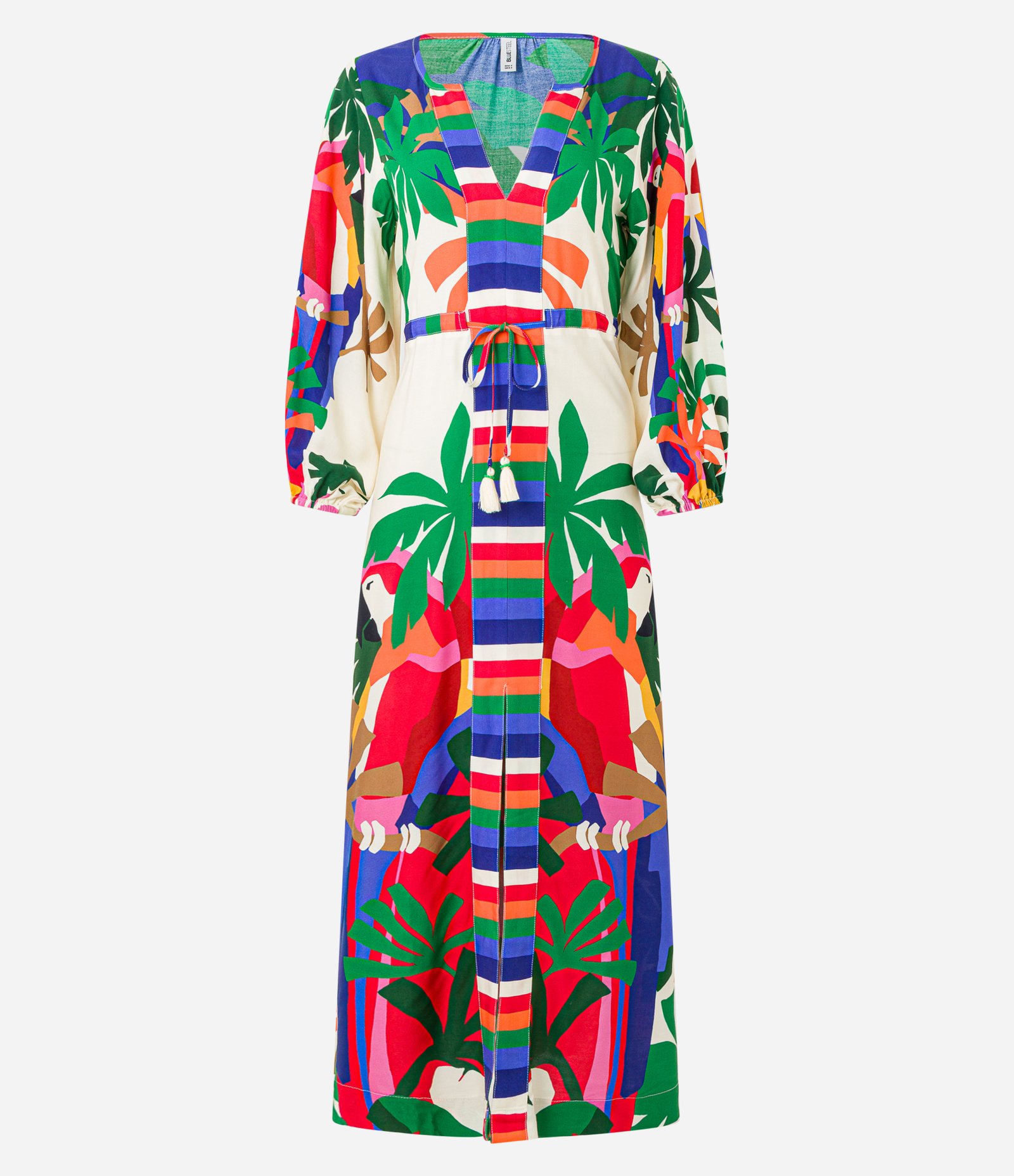Vestido Longo em Viscose com Estampa Tropical Boho Multicores 6