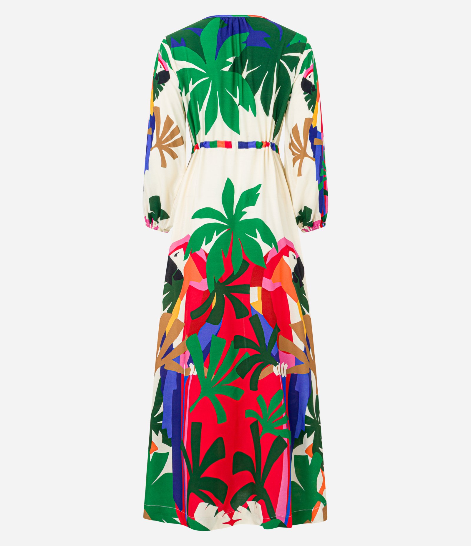 Vestido Longo em Viscose com Estampa Tropical Boho Multicores 7