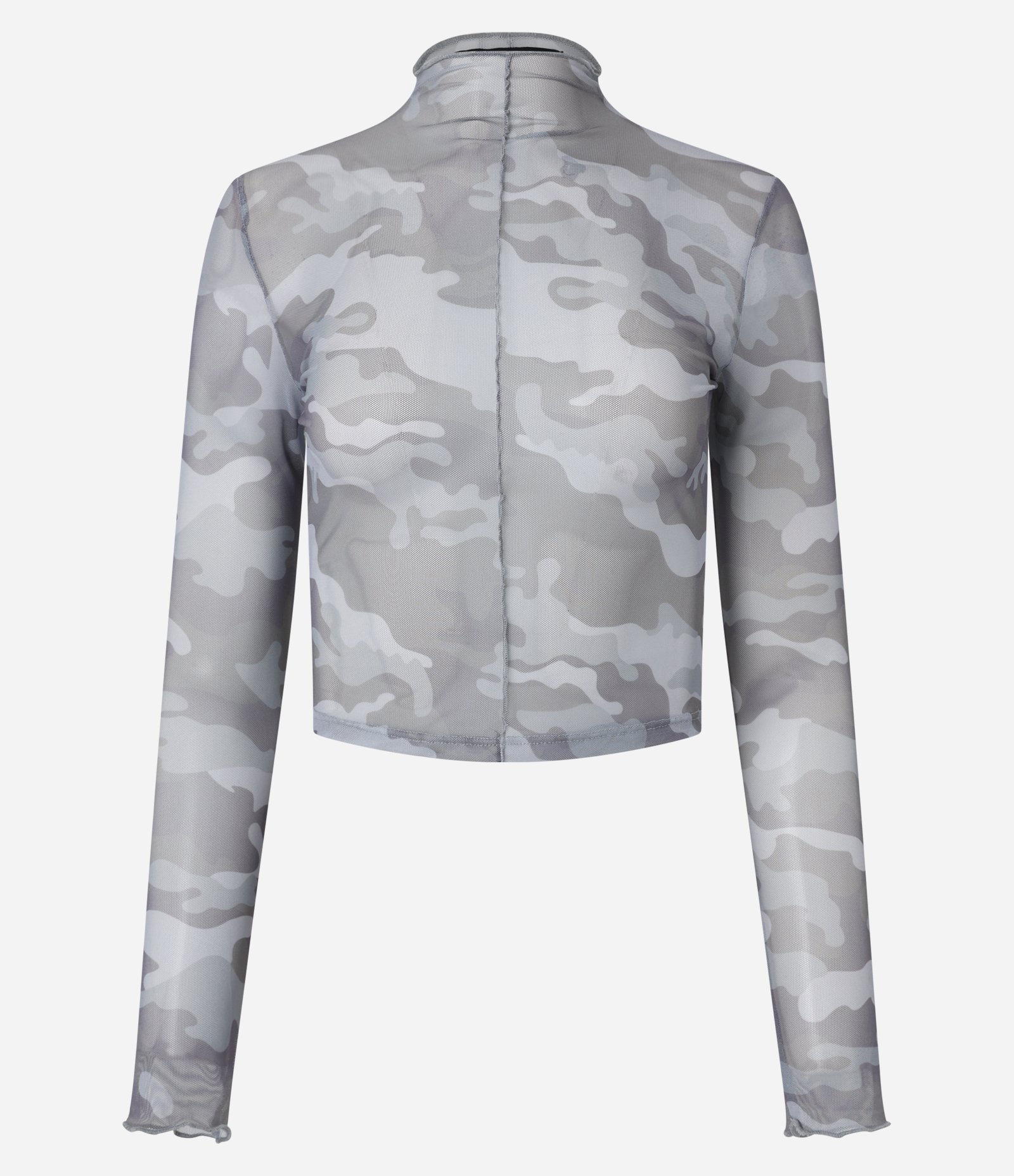 Blusa em Tule Camuflado com Golinha Alta Cinza 5