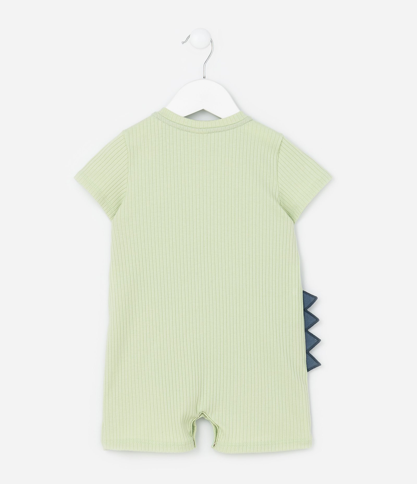 Macacão Infantil Canelado com Estampa de Dinossauro - Tam  0 a 18 Meses Verde 3