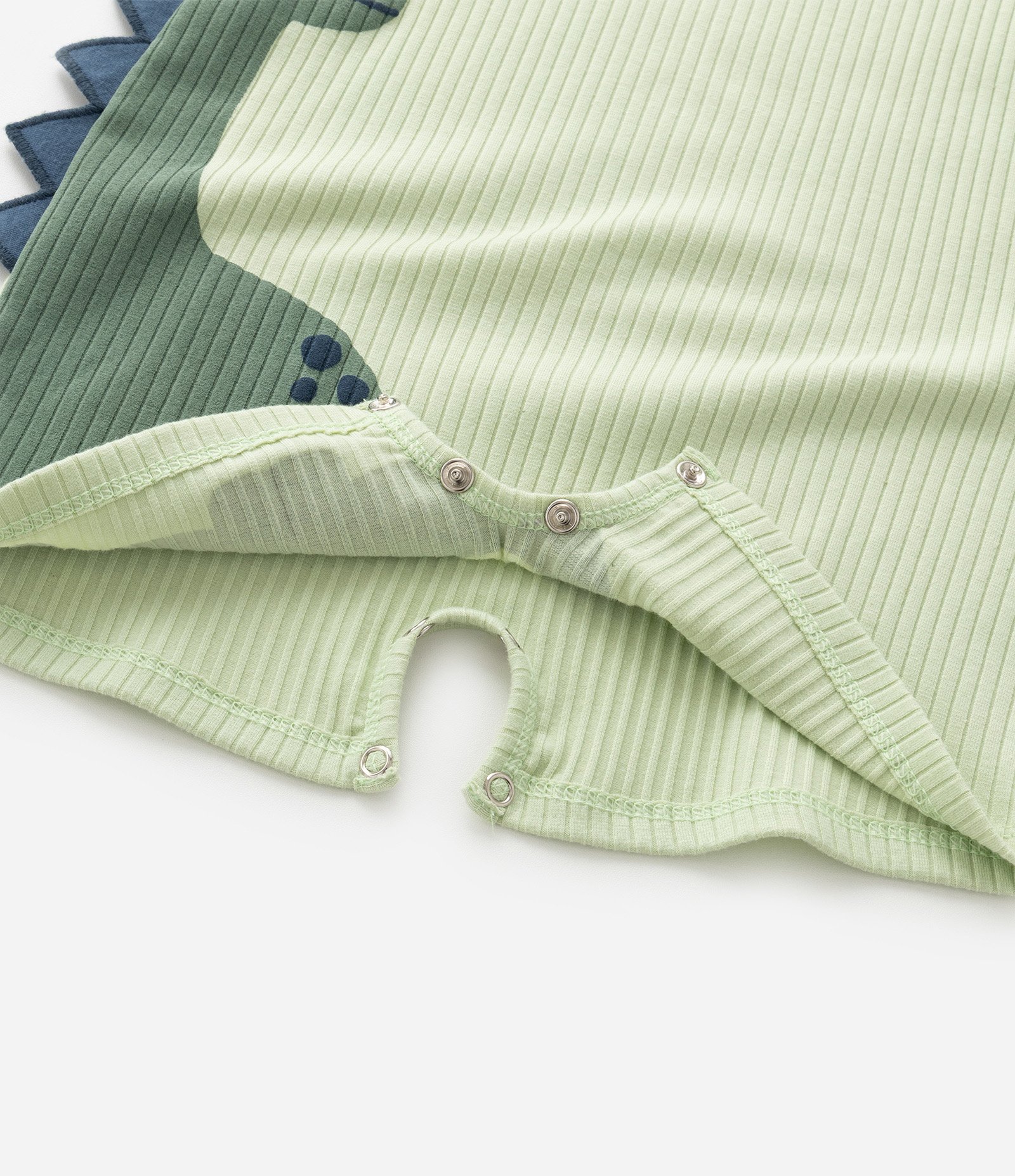 Macacão Infantil Canelado com Estampa de Dinossauro - Tam  0 a 18 Meses Verde 6