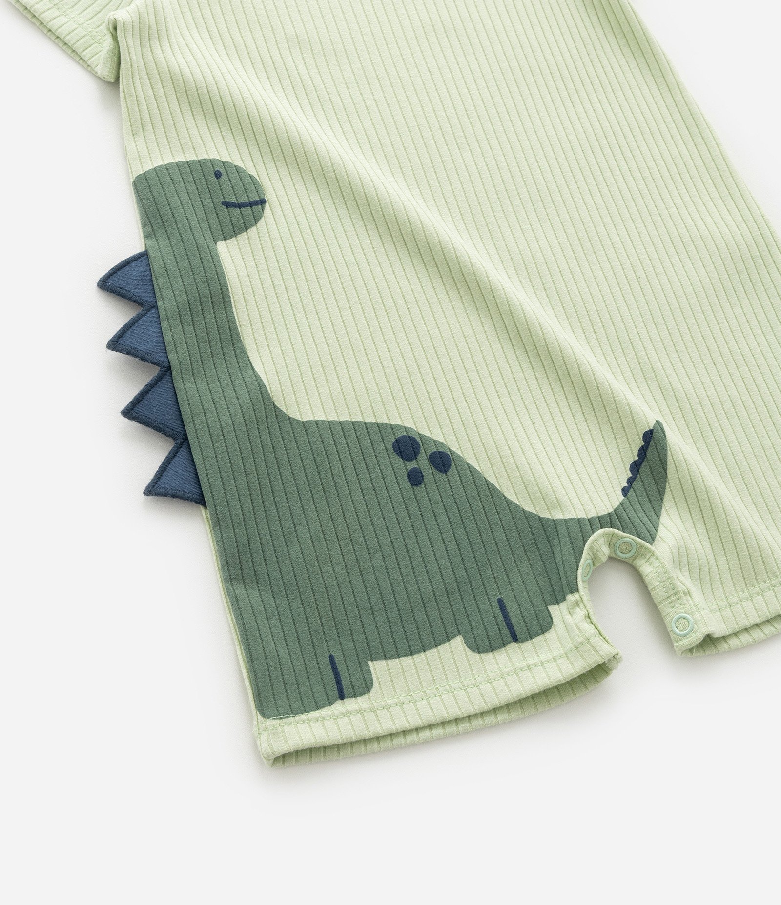 Macacão Infantil Canelado com Estampa de Dinossauro - Tam  0 a 18 Meses Verde 7