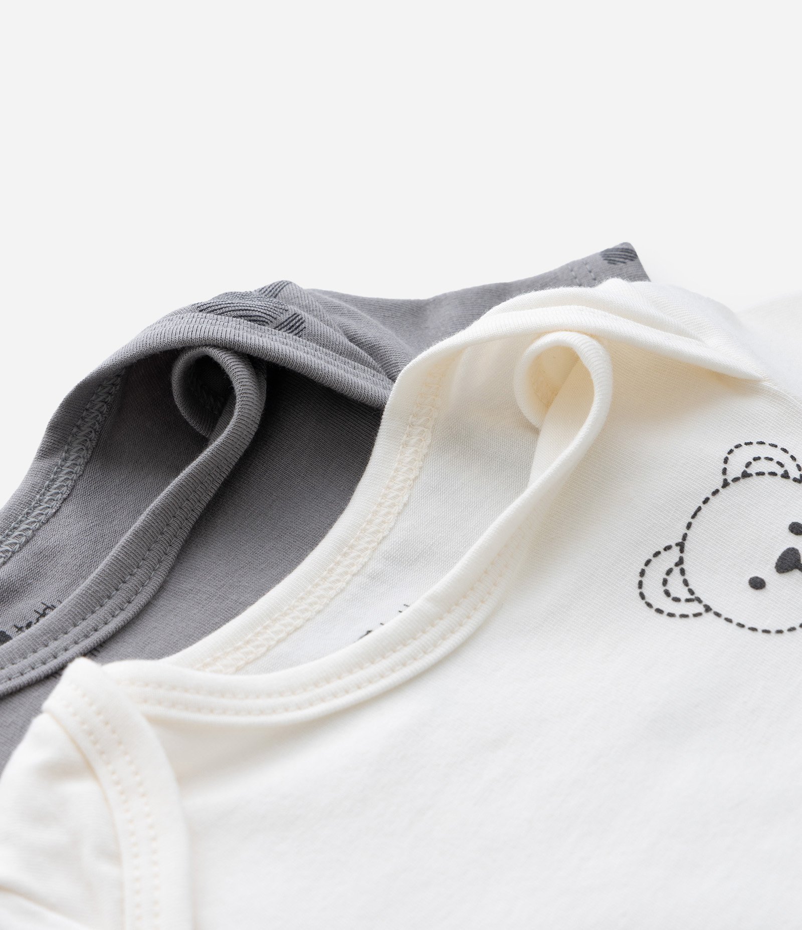 Kit 02 Bodies Infantis com Estampa Ursinhos - Tam 0 a 18 meses Cinza/Branco 4