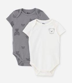 Kit 02 Bodies Infantis com Estampa Ursinhos - Tam 0 a 18 meses