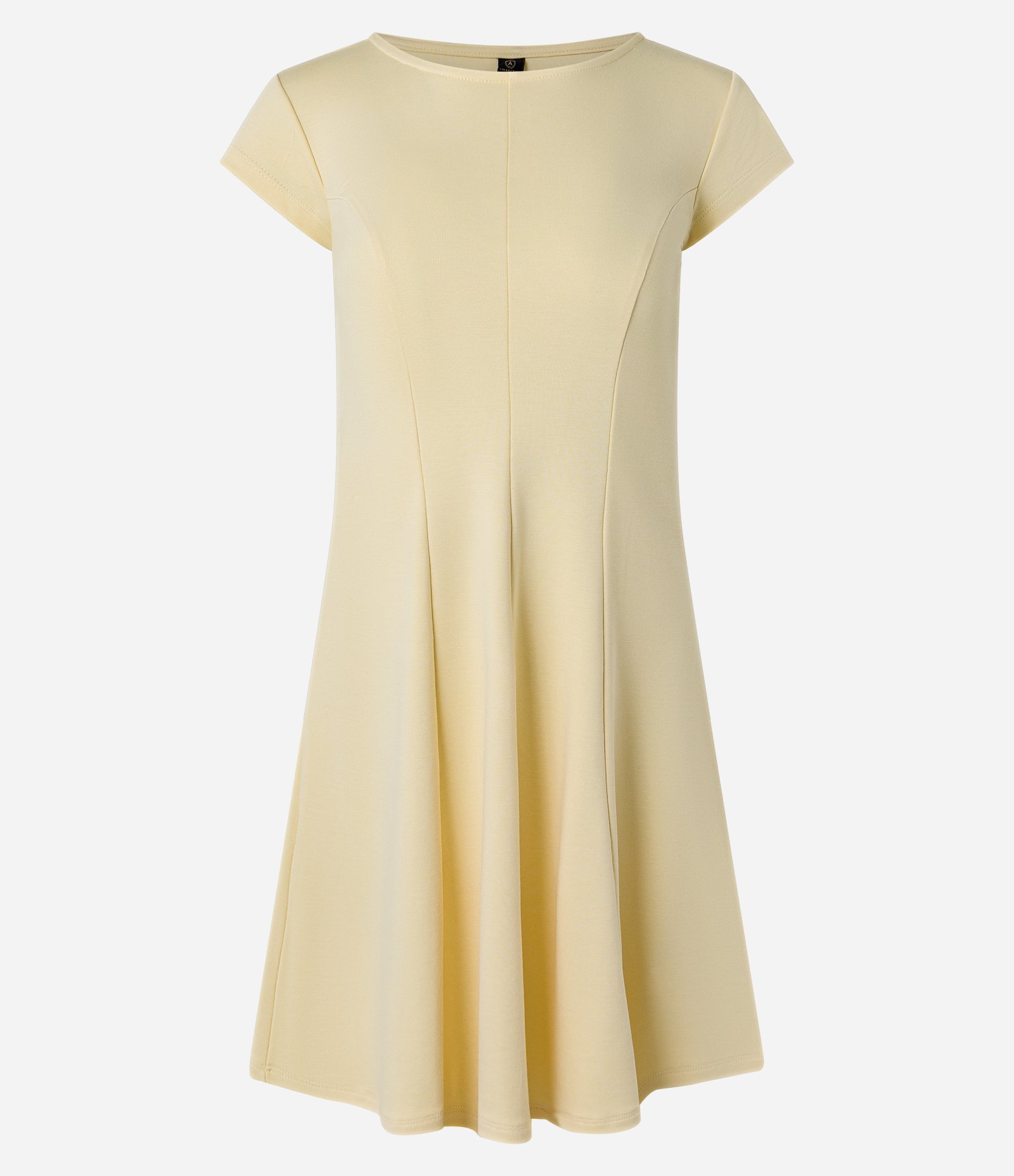 Vestido Curto em Ponto Roma com Recortes Bege 7