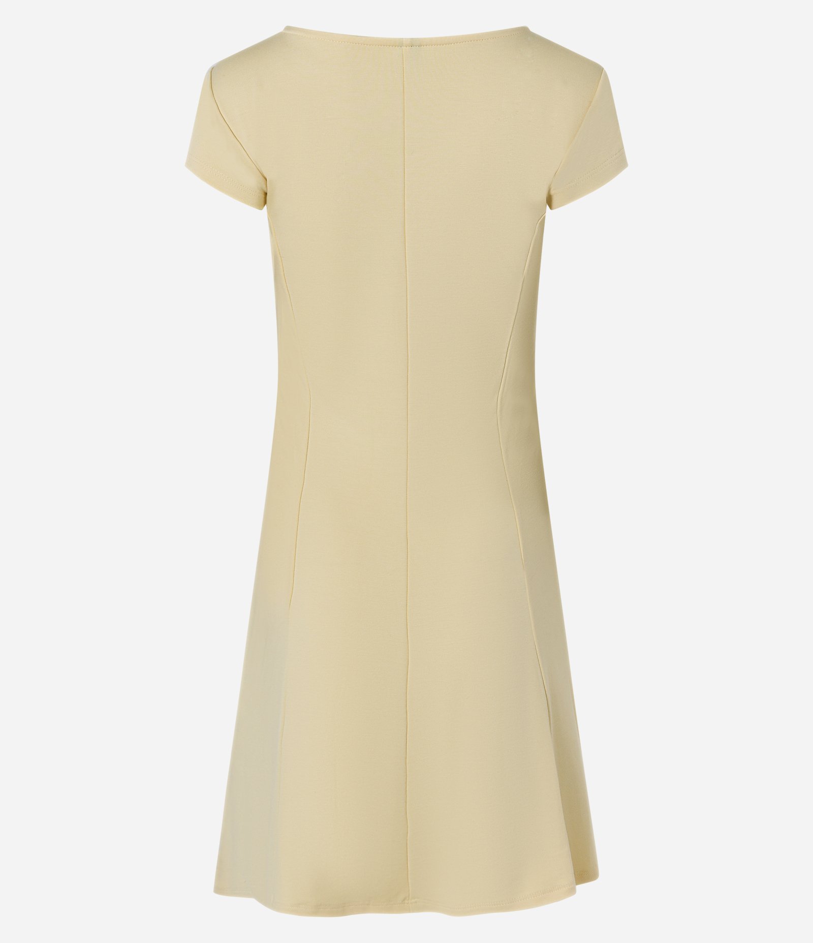 Vestido Curto em Ponto Roma com Recortes Bege 8