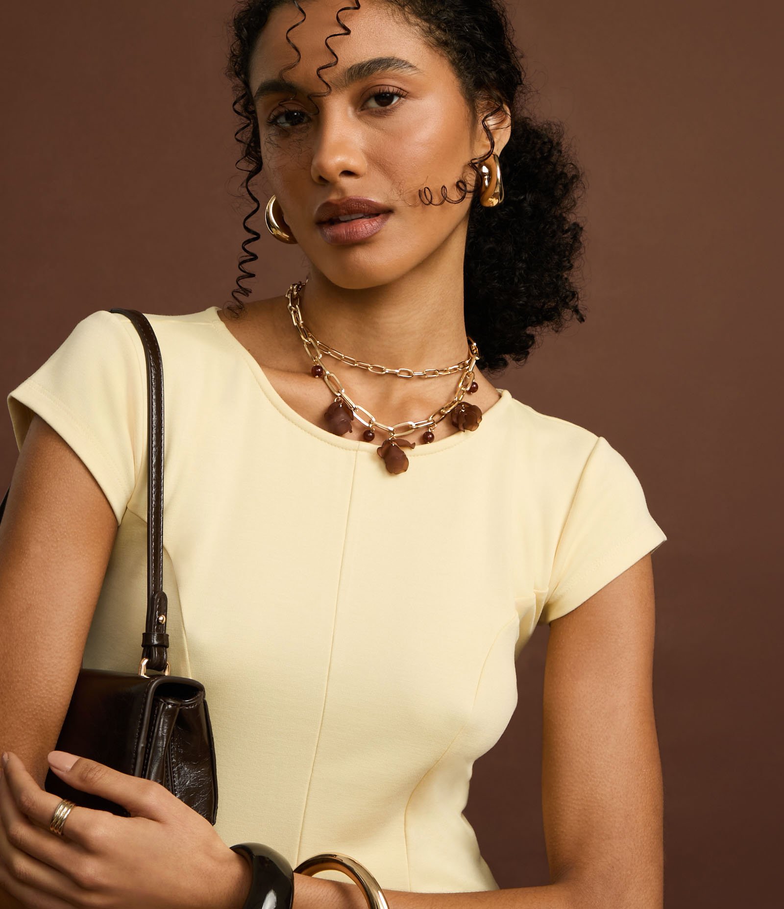 Vestido Curto em Ponto Roma com Recortes Bege 6