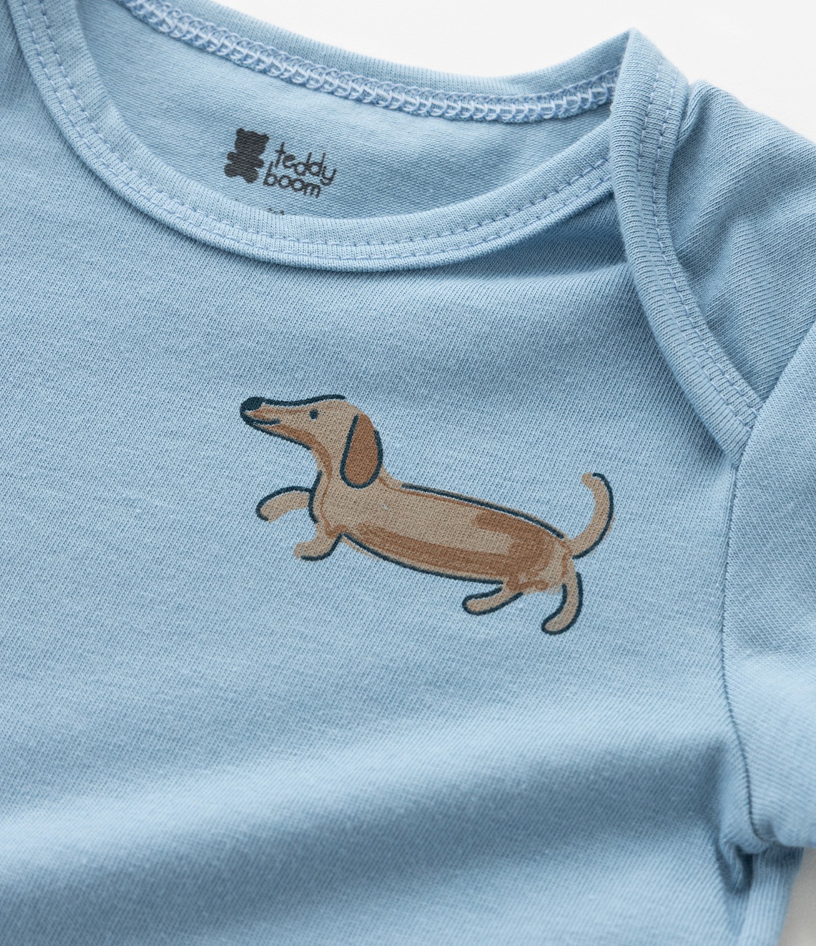 Kit 03 Bodies Cachorro Salsicha - Tam 0 a 18 Meses Azul 4