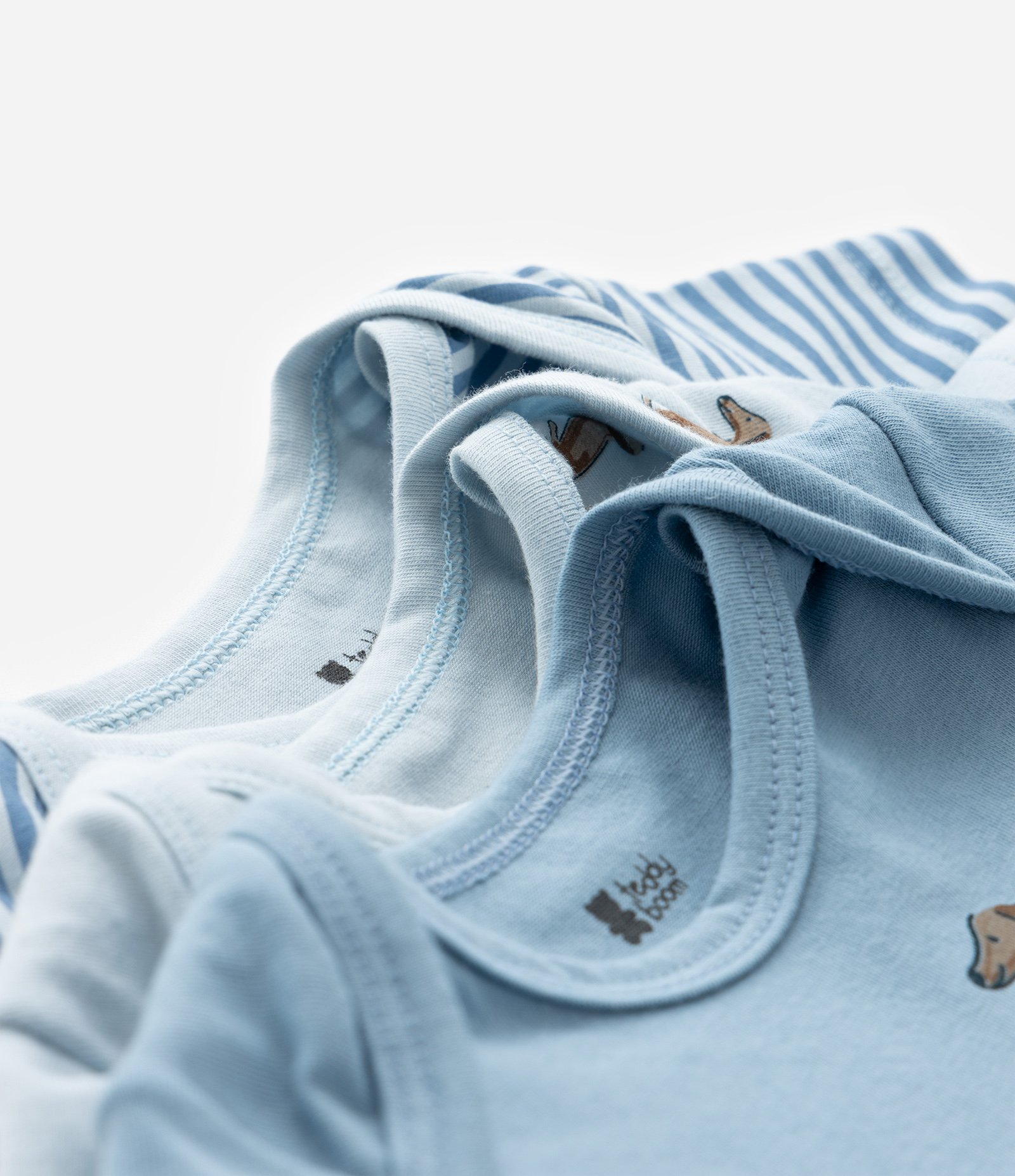 Kit 03 Bodies Cachorro Salsicha - Tam 0 a 18 Meses Azul 6