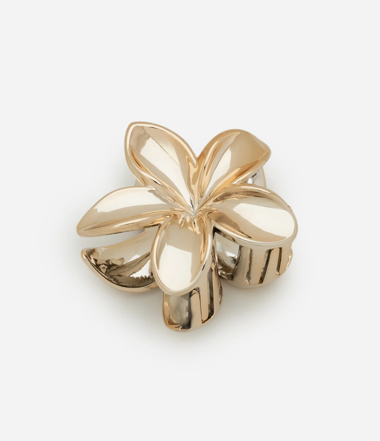 Piranha de Cabelo com Forma Floral e Efeito Metalizado Dourado 1
