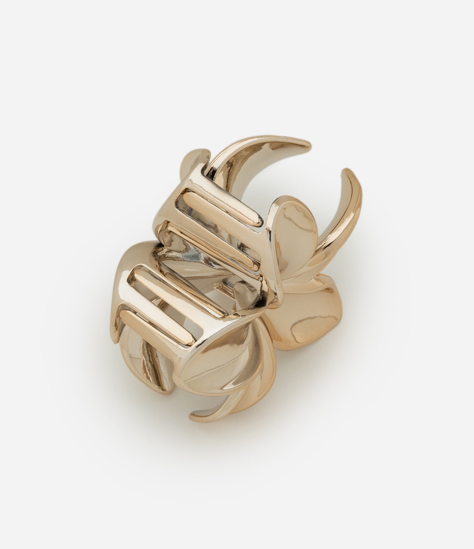 Piranha de Cabelo com Forma Floral e Efeito Metalizado Dourado 2
