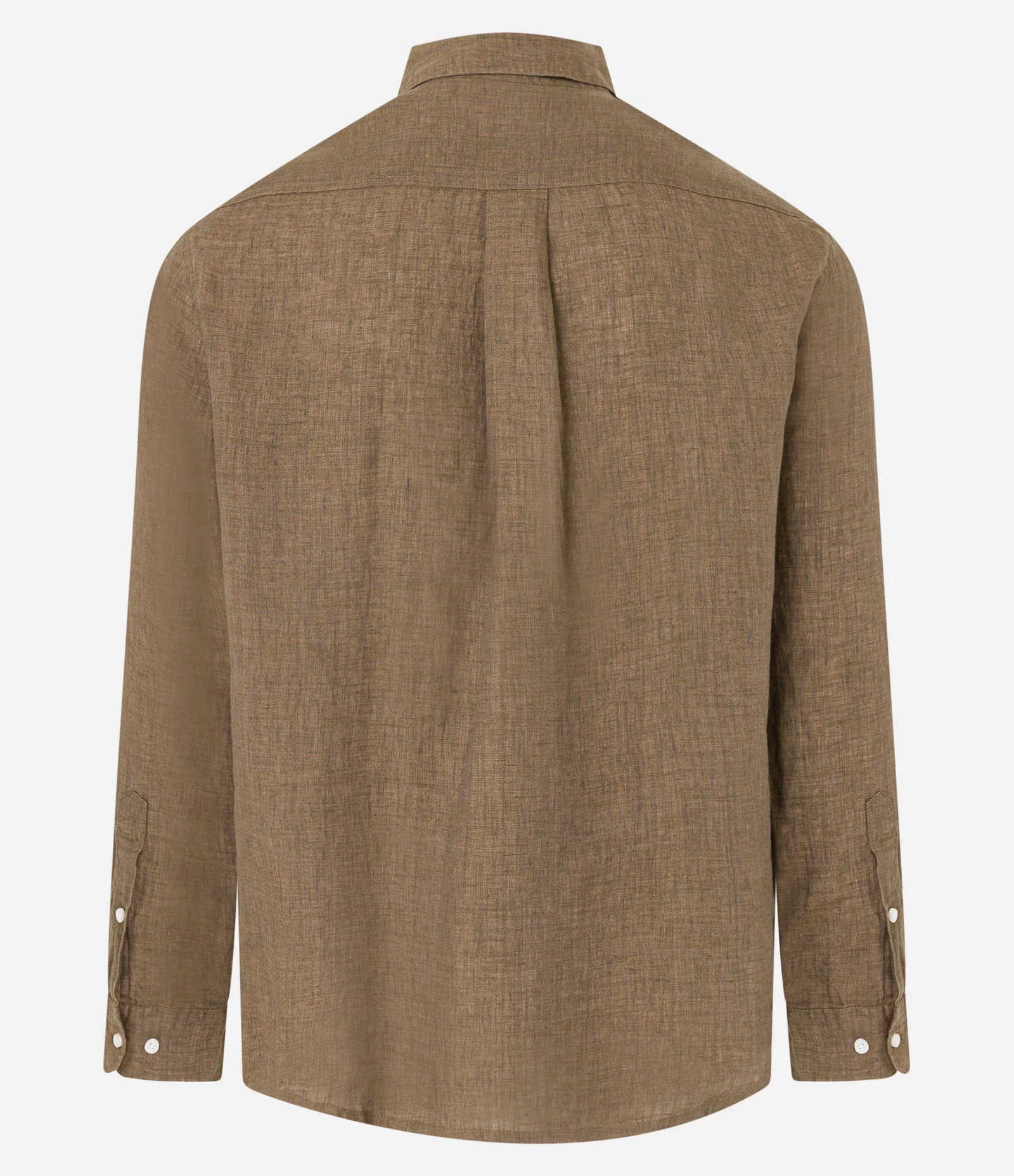 Camisa Comfort em Linho Puro com Gola Colarinho Marrom 2