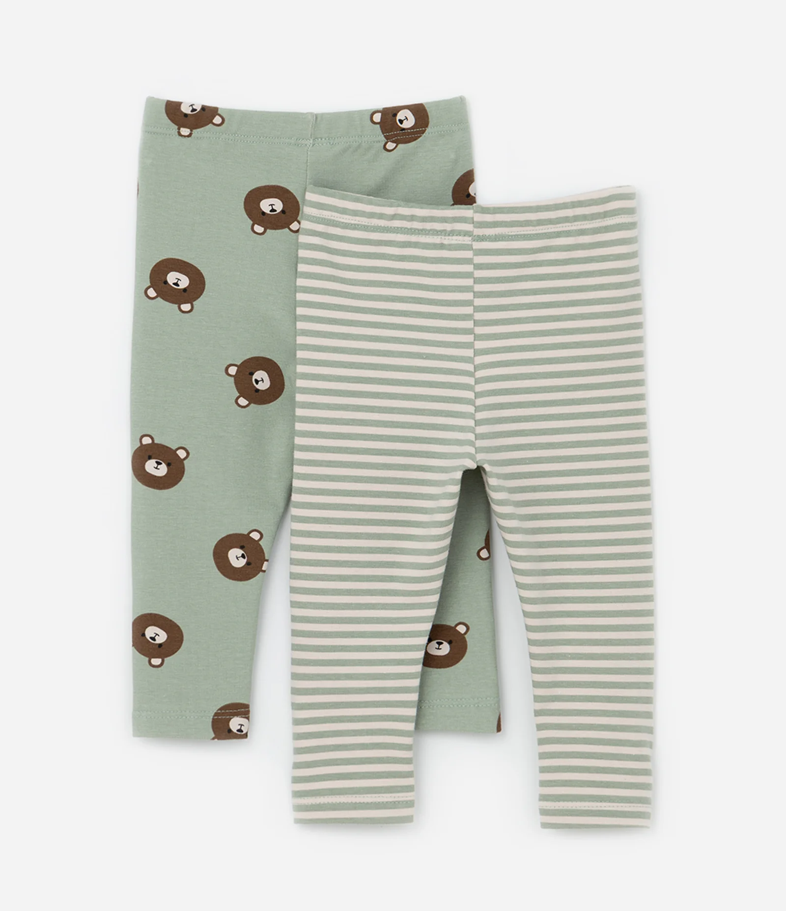 Kit 02 Calças Infantis em Cotton - Tam 0 a 18 meses Verde 2