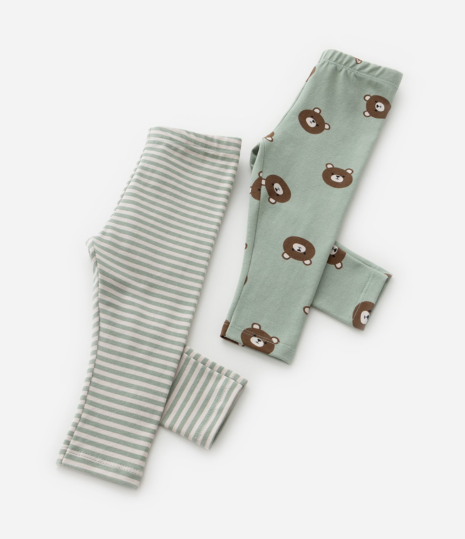 Kit 02 Calças Infantis em Cotton - Tam 0 a 18 meses Verde 5