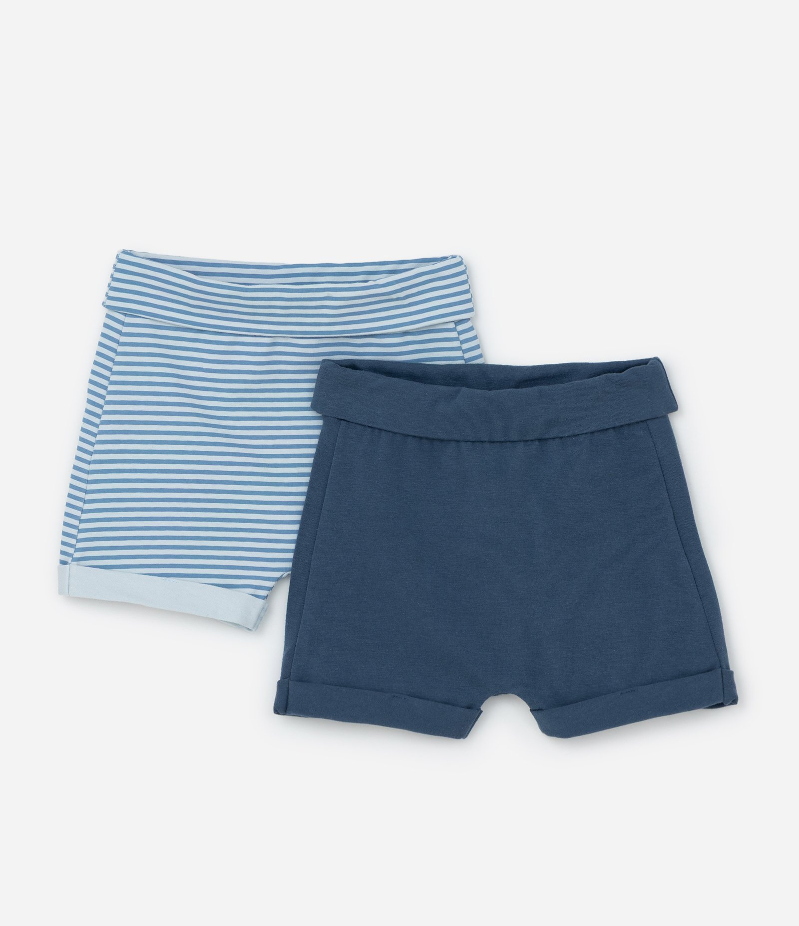 Kit 02 Bermudas Infantis em Cotton - Tam 0 a 18 Meses Azul 1