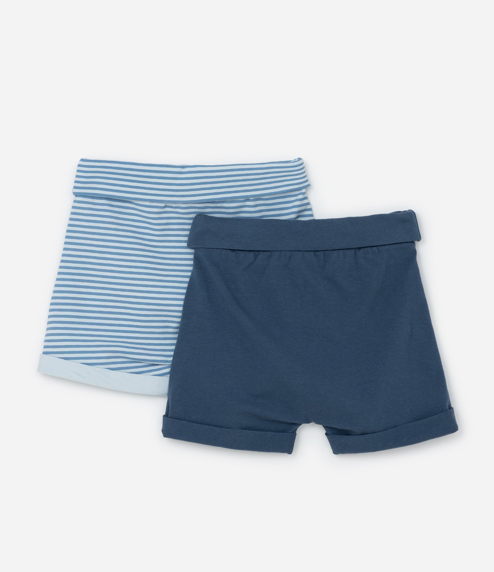 Kit 02 Bermudas Infantis em Cotton - Tam 0 a 18 Meses Azul 2