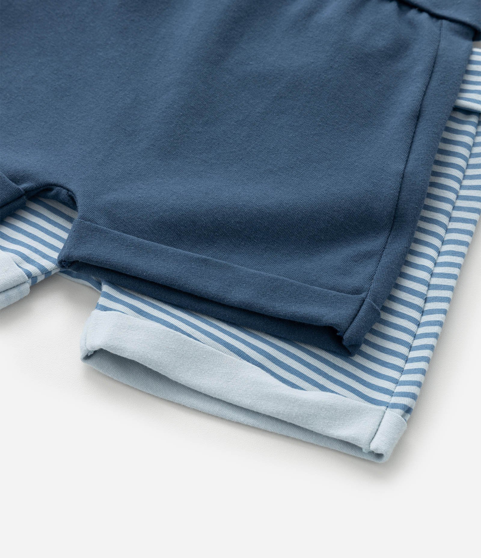 Kit 02 Bermudas Infantis em Cotton - Tam 0 a 18 Meses Azul 5