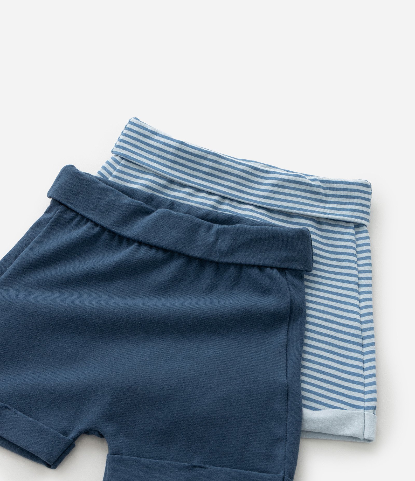 Kit 02 Bermudas Infantis em Cotton - Tam 0 a 18 Meses Azul 6