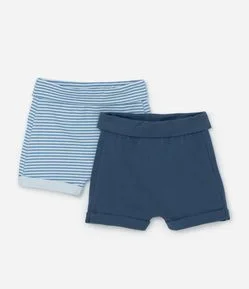 Kit 02 Bermudas Infantis em Cotton - Tam 0 a 18 Meses