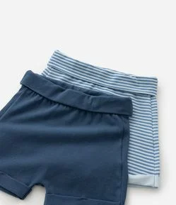 Kit 02 Bermudas Infantis em Cotton - Tam 0 a 18 Meses