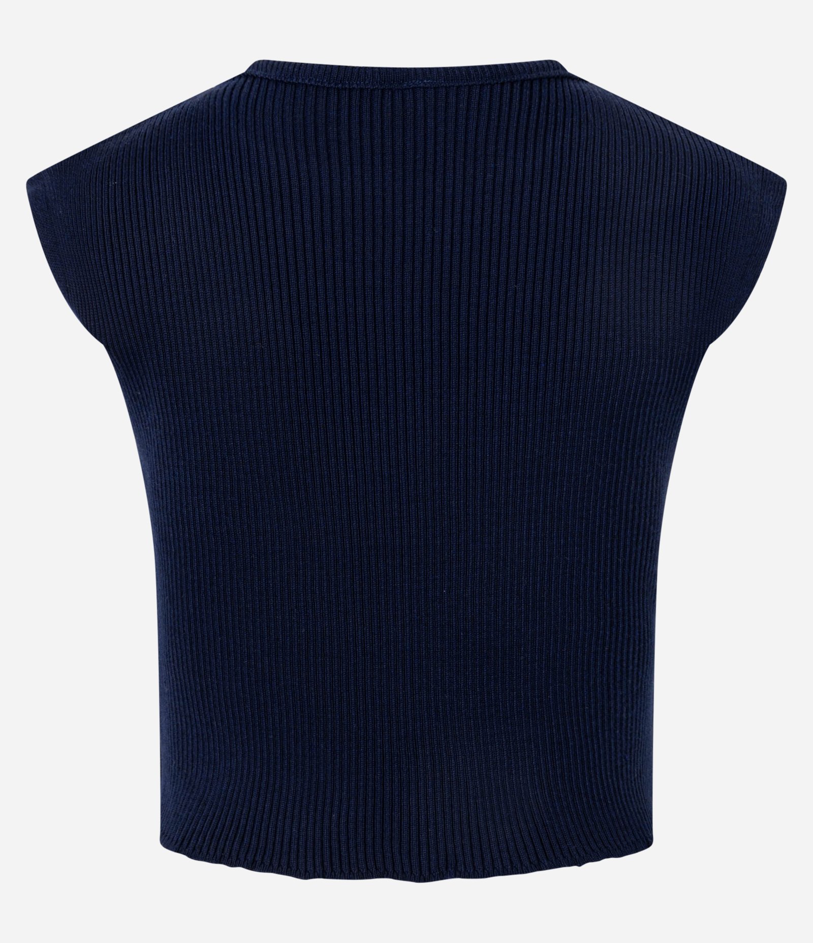 Blusa Curta em Tricô com Ombro Caído Azul 6