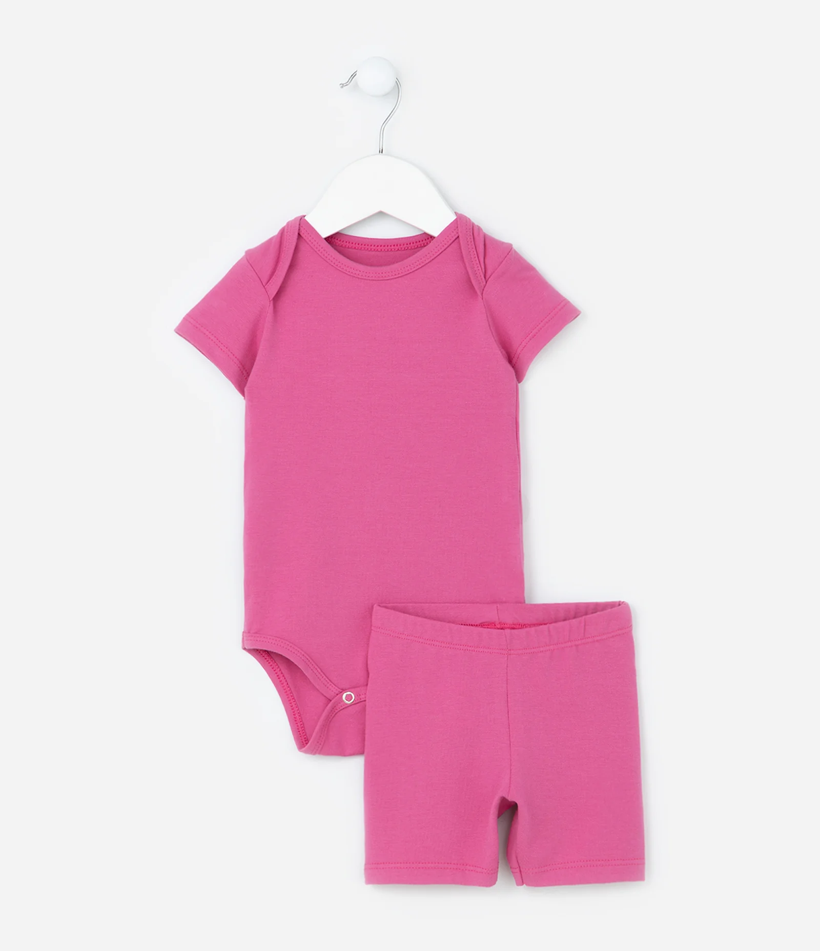 Conjunto Infantil Body e Bermuda Ciclista em Cotton - Tam 0 a 18 Meses Rosa 2