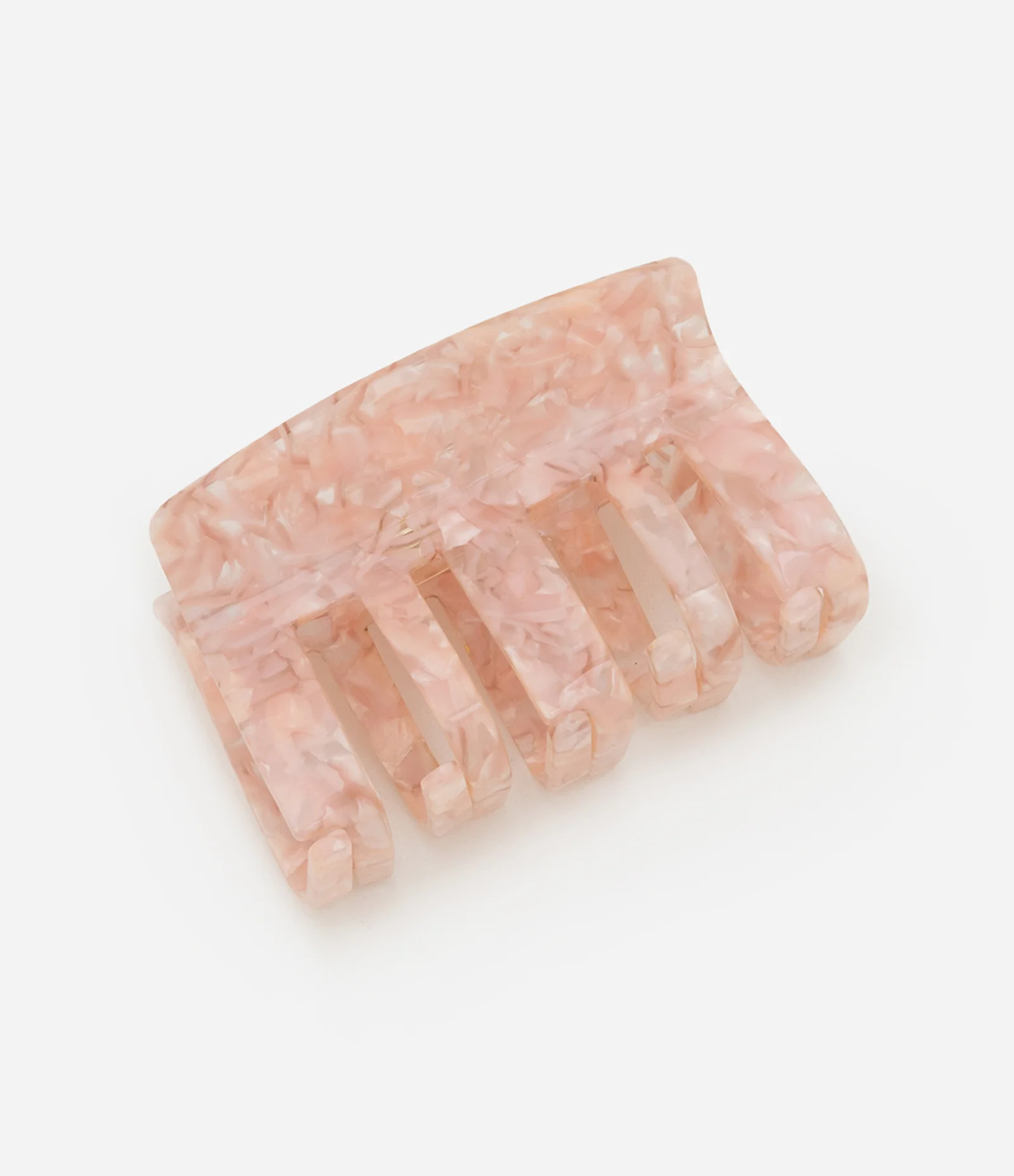 Piranha de Cabelo Retangular com Dentes Largos e Efeito Marmorizado Rosa 1