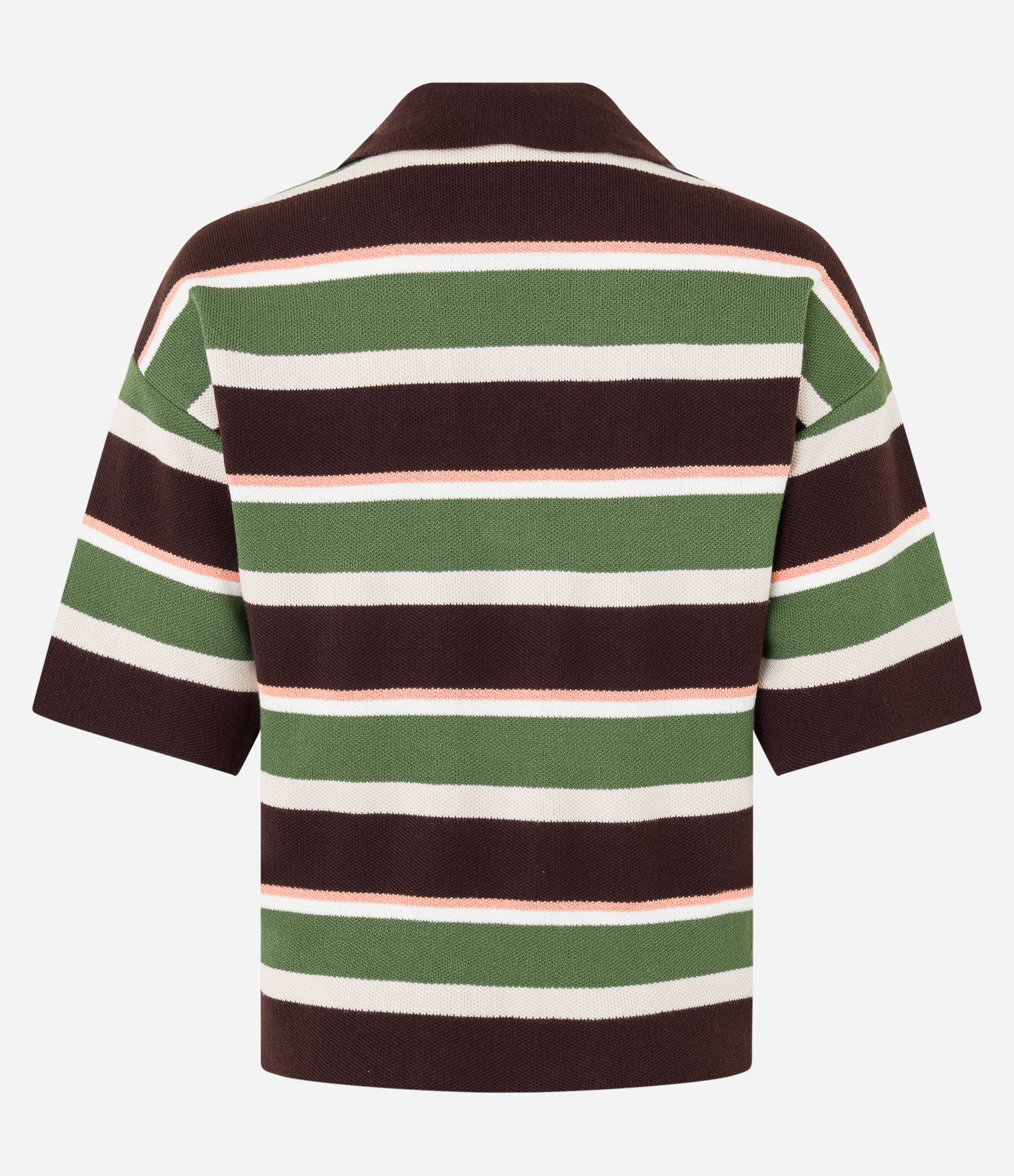 Blusa em Tricô com Gola Polo e Listras Variadas Verde/Marrom/Off/Rosa 8