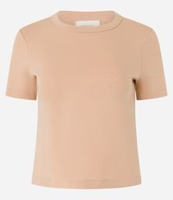 Blusa Básica Ajustada em Ribana com Gola Redonda