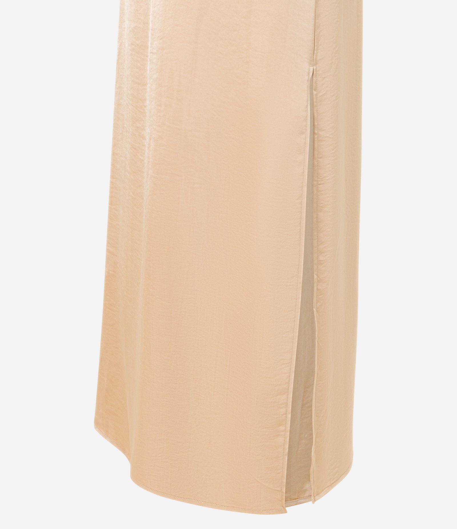 Vestido New Midi Ajustado em Cetim com Recorte e Argola no Busto Bege 2