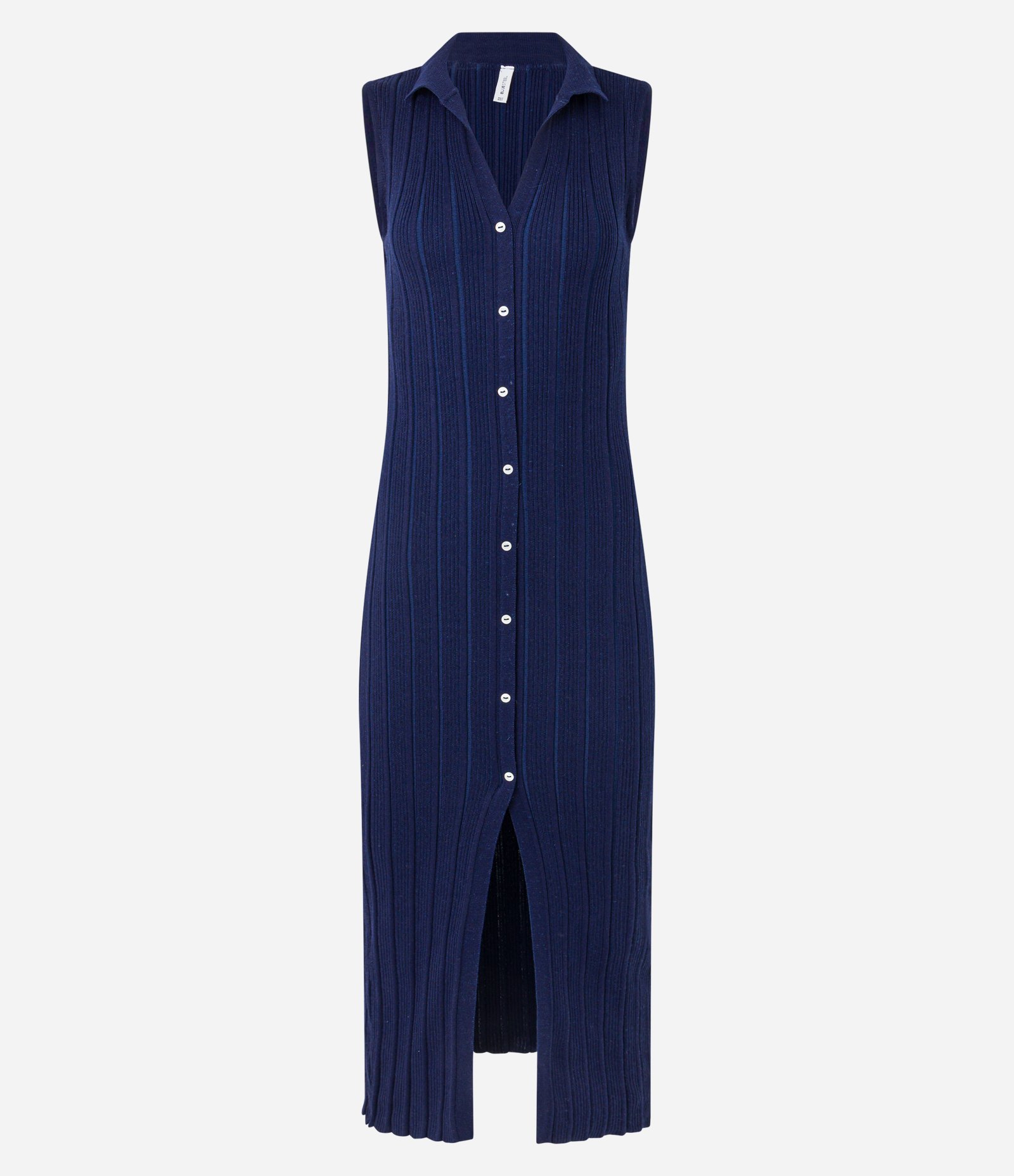 Vestido Long Midi em Tricô com Gola Polo Azul 4