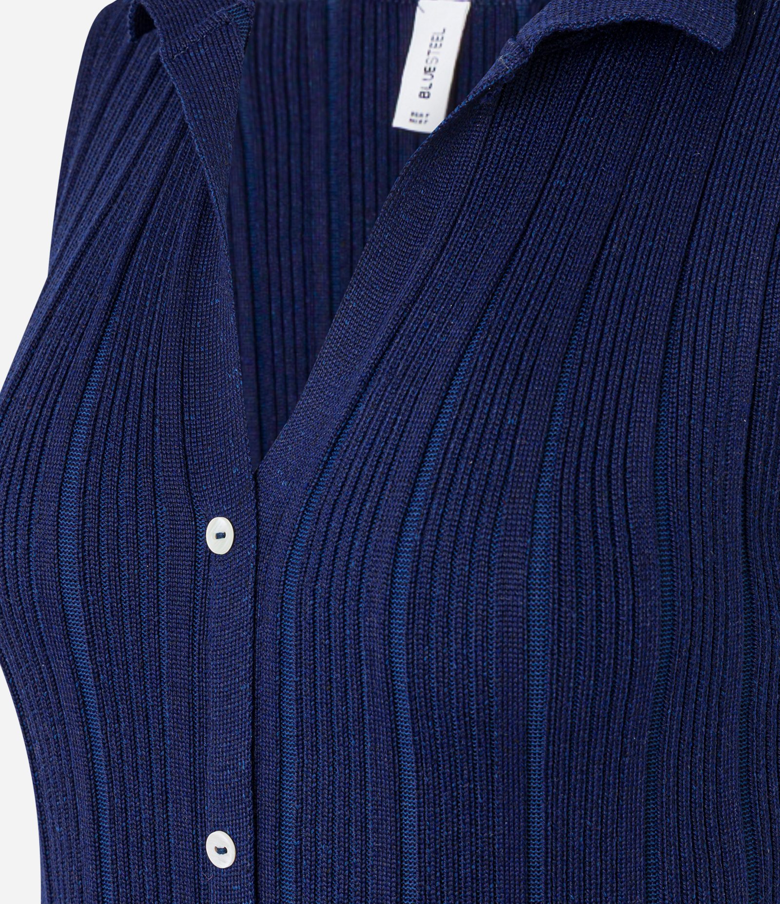 Vestido Long Midi em Tricô com Gola Polo Azul 5