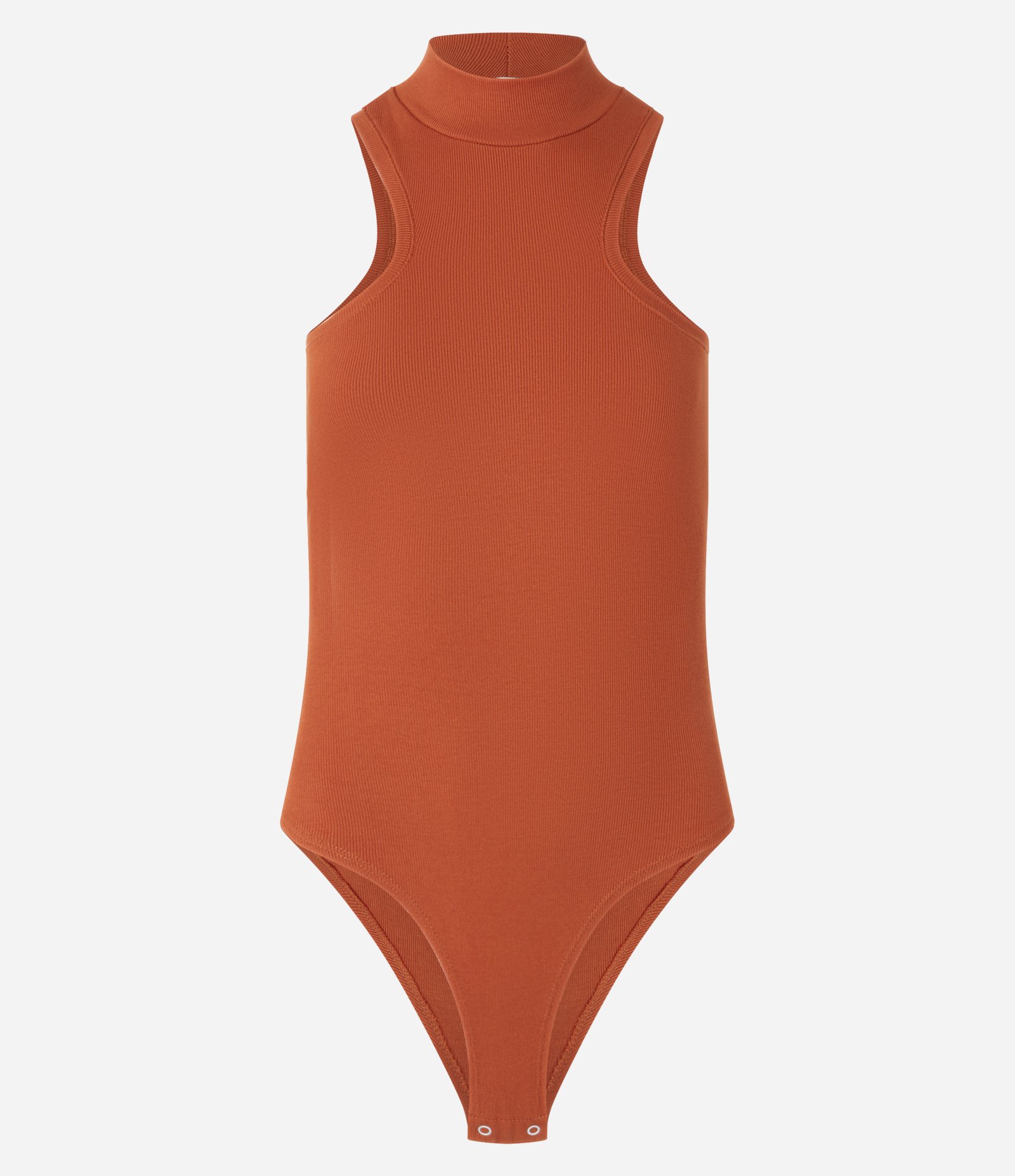 Body Canelado em Ribana com Gola Alta e Perna Cavada Terracota 7