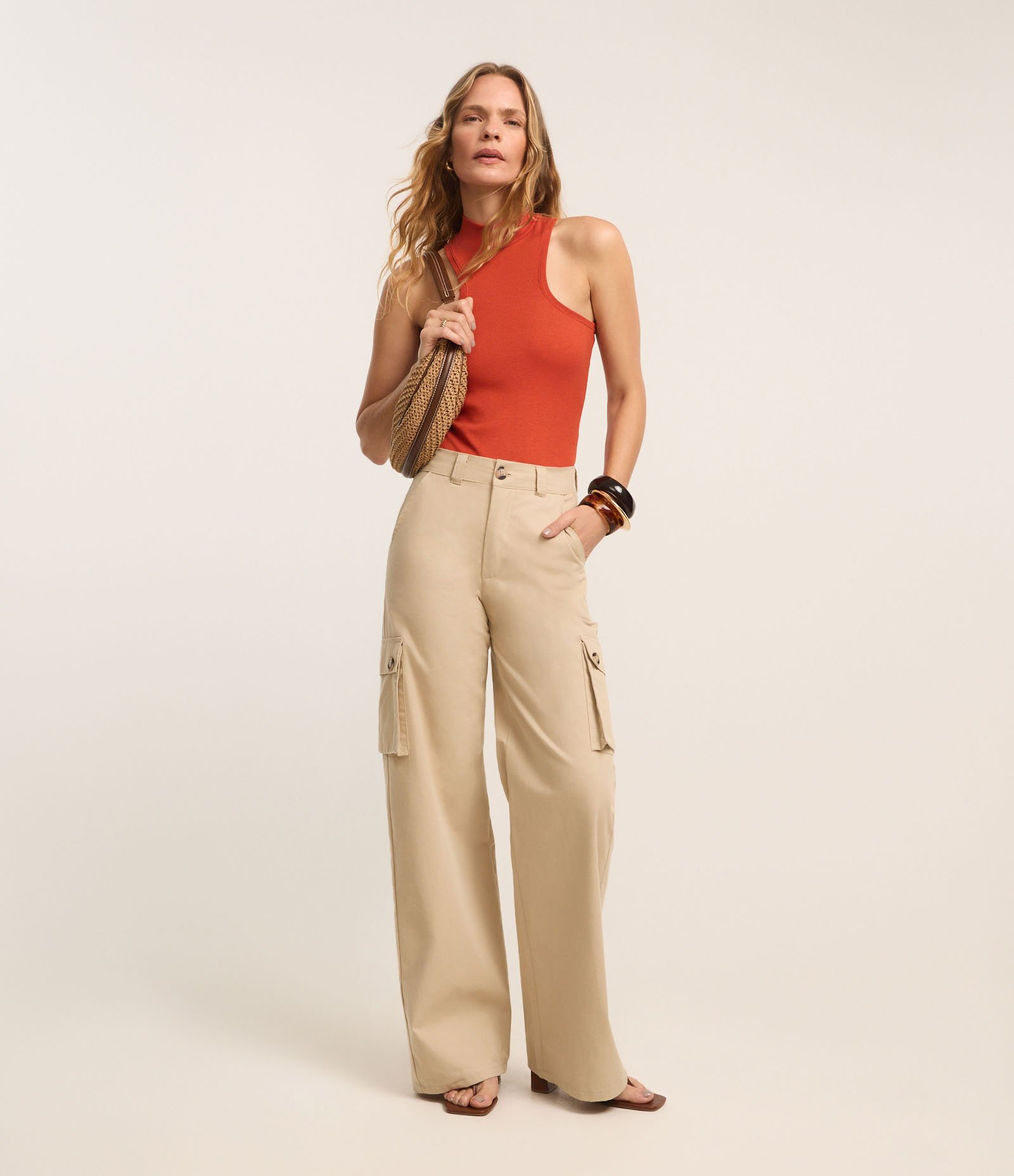 Body Canelado em Ribana com Gola Alta e Perna Cavada Terracota 4