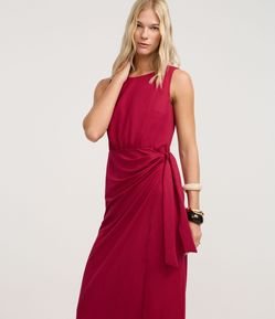 Vestido Evasê Longo em Piquet com Amarração