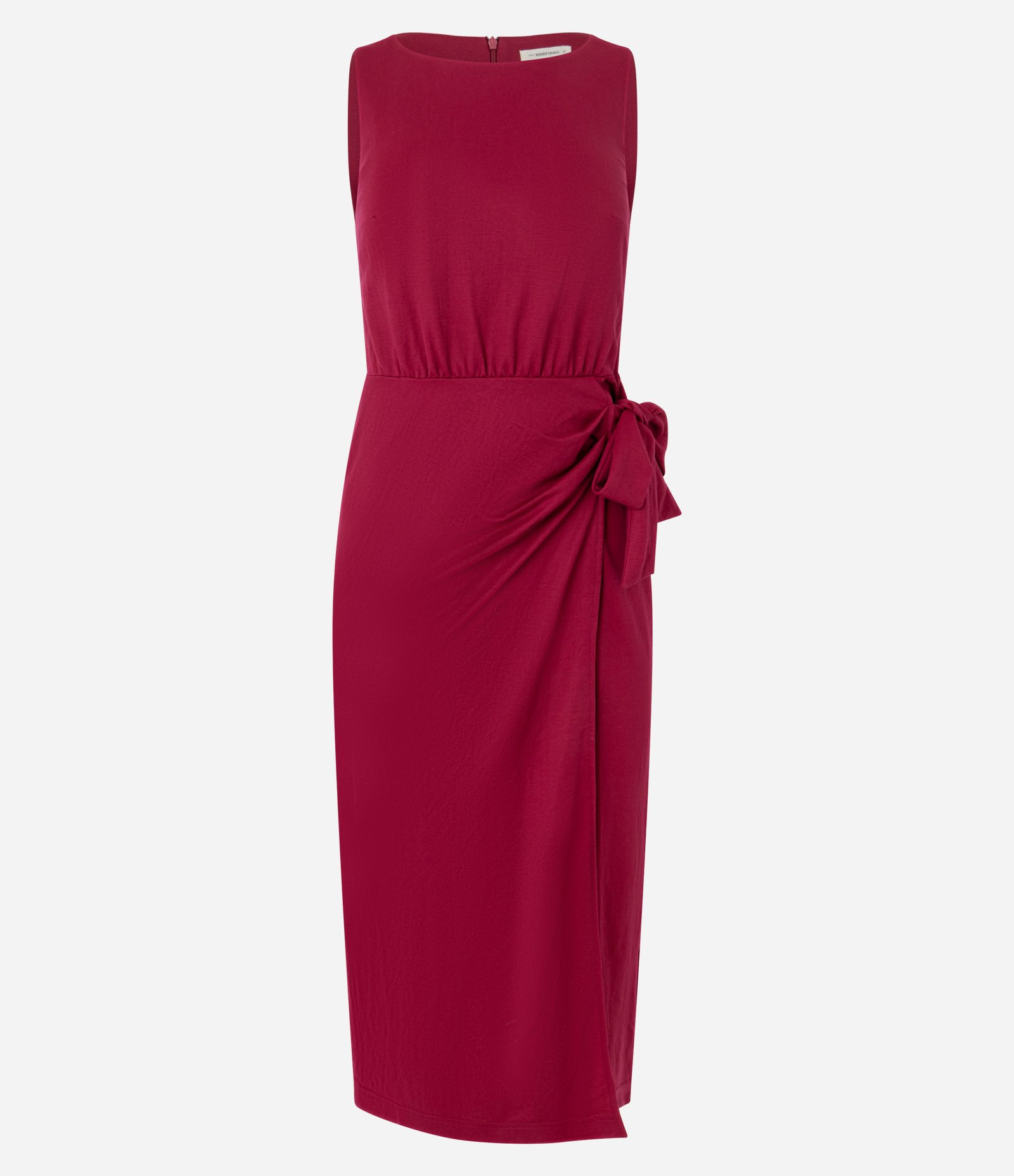 Vestido Evasê Longo em Piquet com Amarração Bordô 5